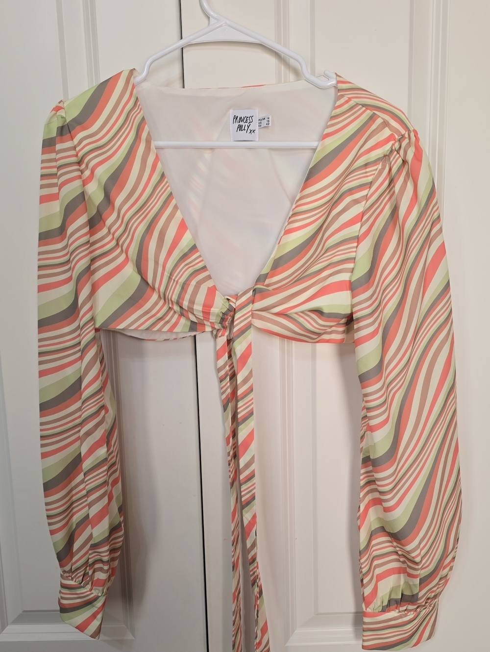 Princess Polly Pastel Stripe Tie-Front Crop Top